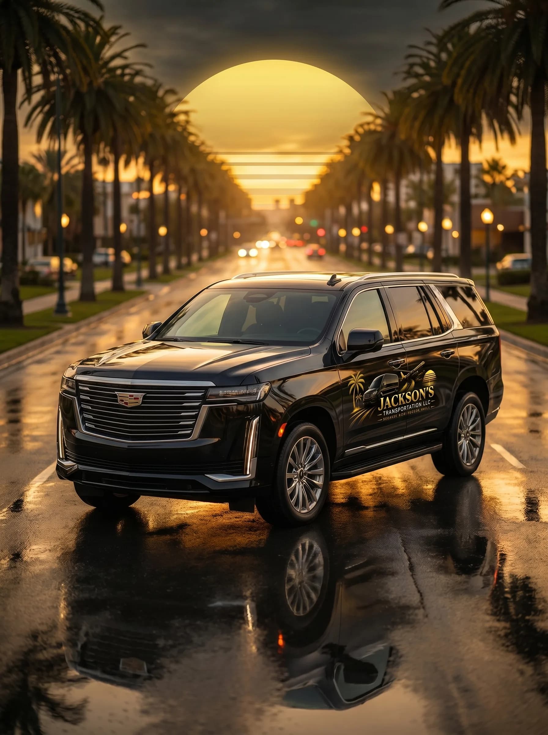 Black luxury SUV from Jackson's Transportation for executive rides in Central Florida
